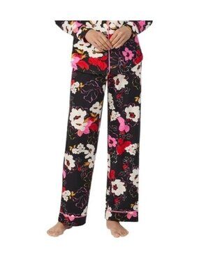 NWOT Room Service Women's M Floral Black Pajama Pants Polyester Spandex J1904